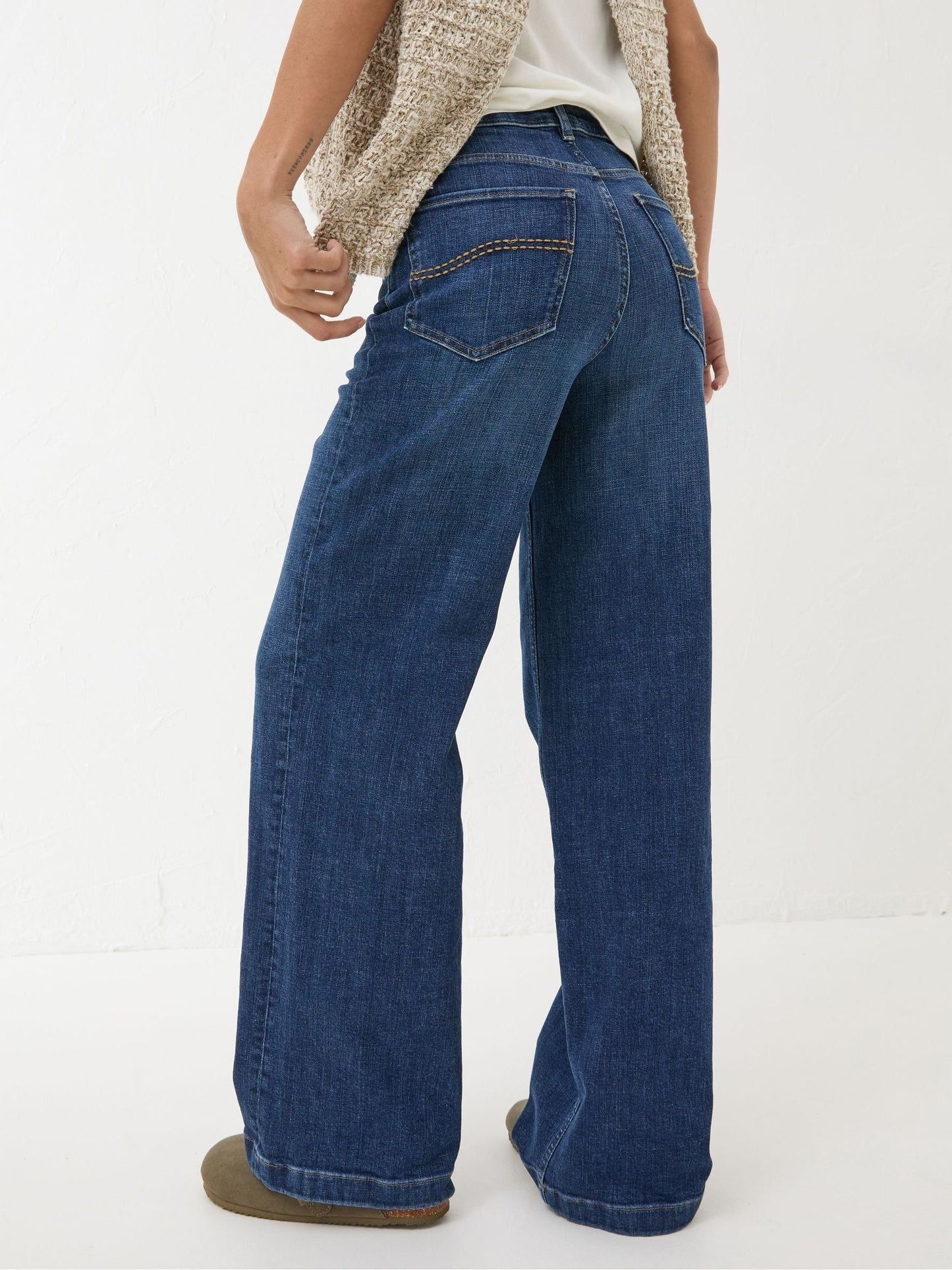 Yorteeza Casual Blue Wide Leg Jeans
