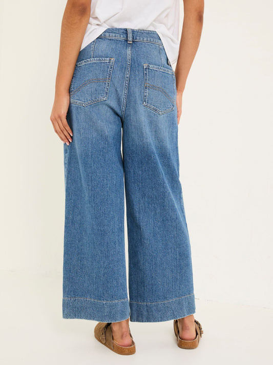 Yorteeza Denim Wide Leg Cropped Jeans - Yorteeza