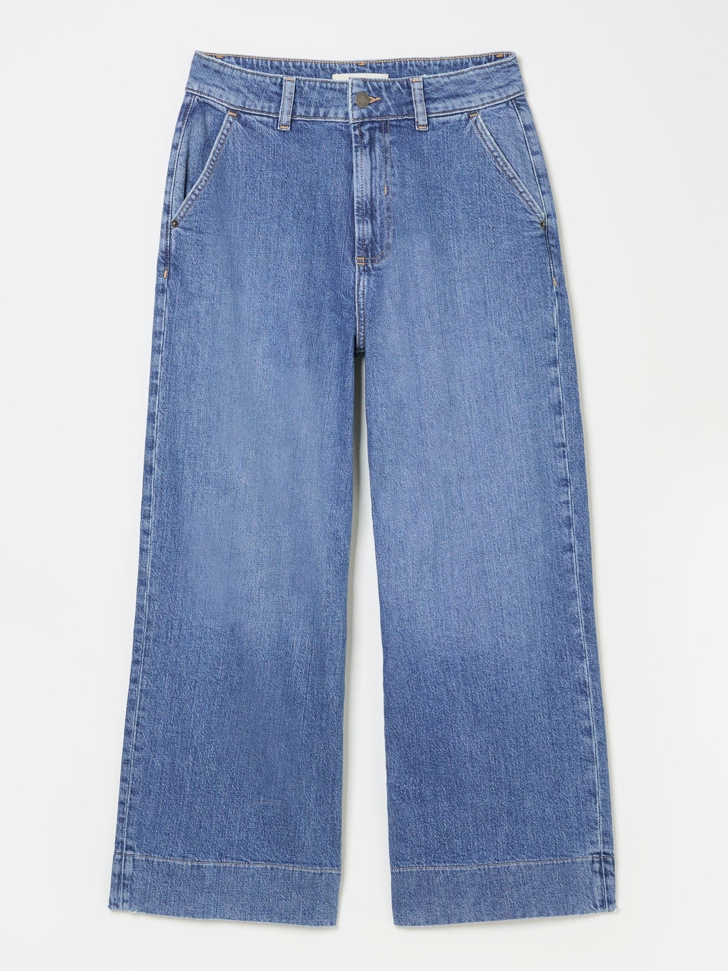 Yorteeza Denim Wide Leg Cropped Jeans - Yorteeza