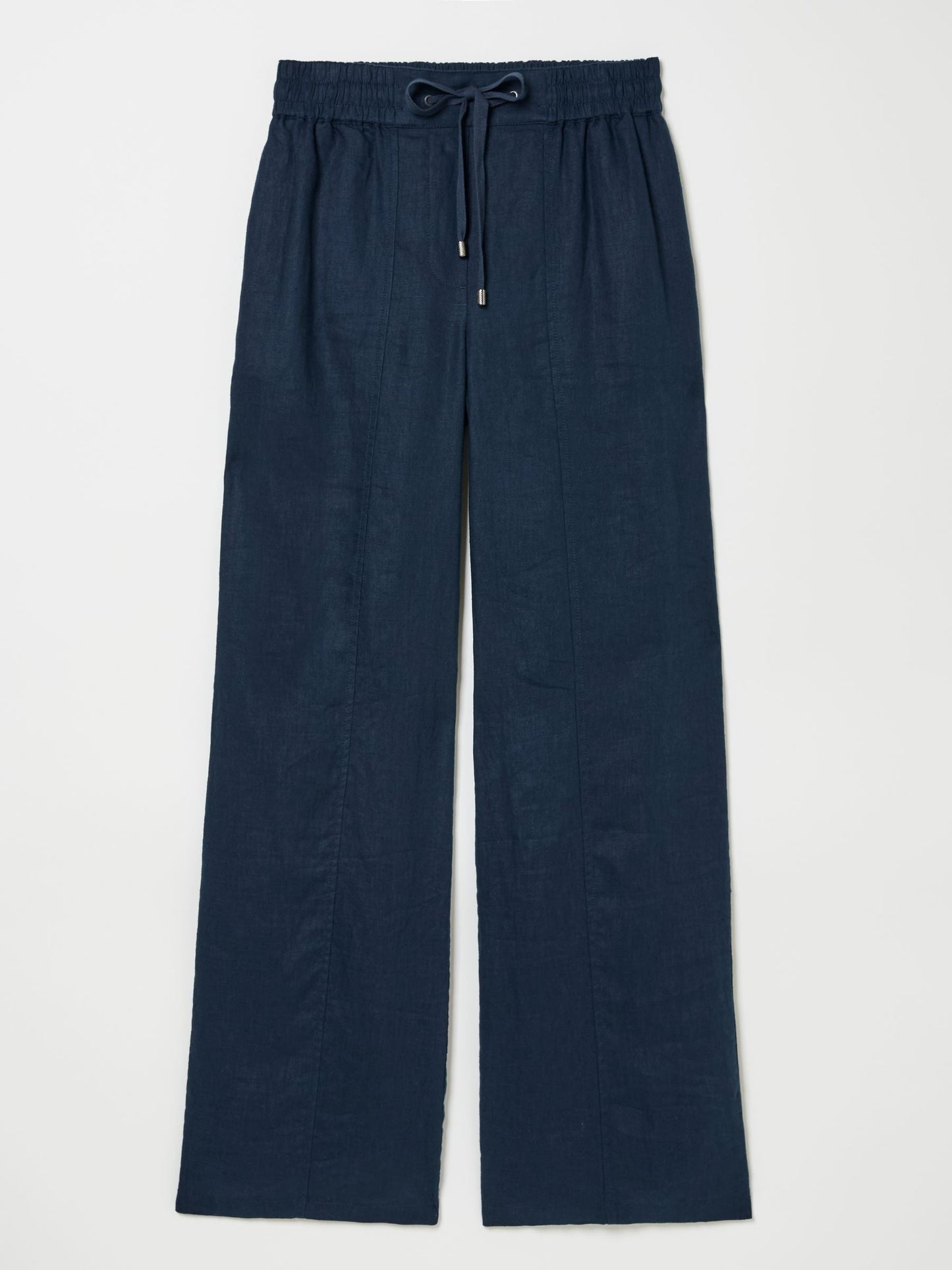 Yorteeza Navy Wide Leg Linen Classic Trousers