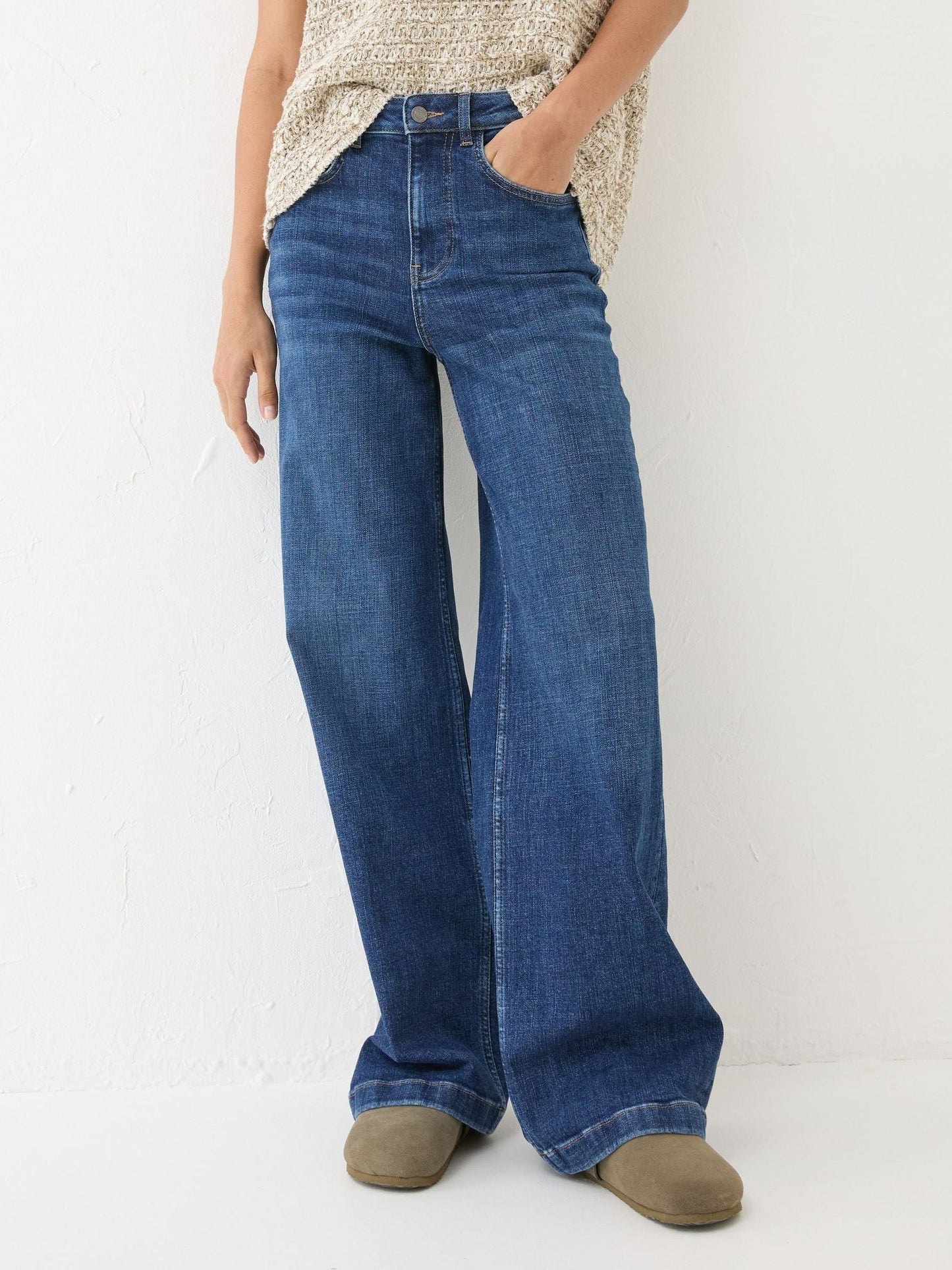 Yorteeza Casual Blue Wide Leg Jeans