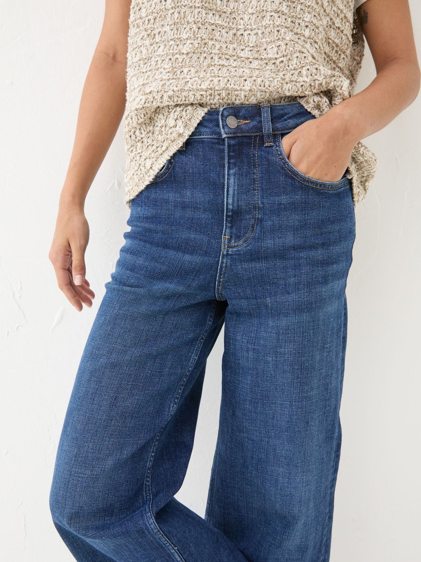 Yorteeza Casual Blue Wide Leg Jeans