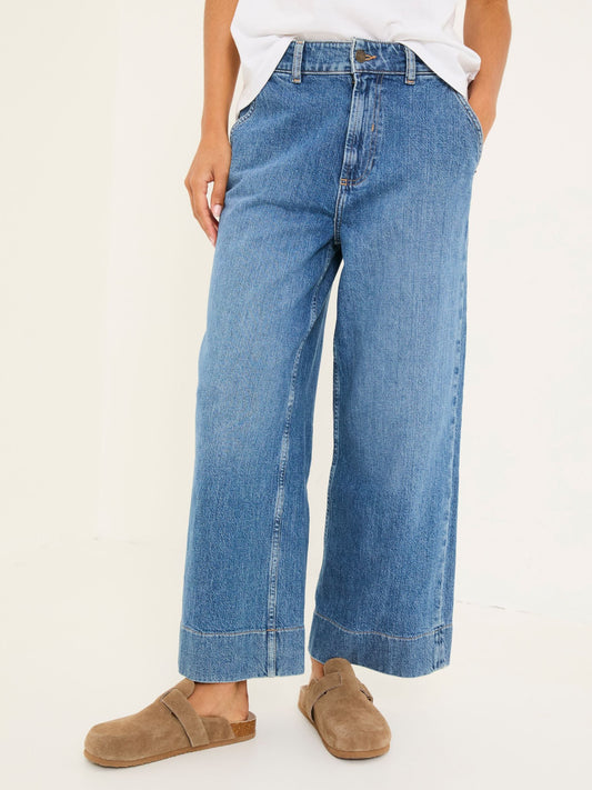 Yorteeza Denim Wide Leg Cropped Jeans